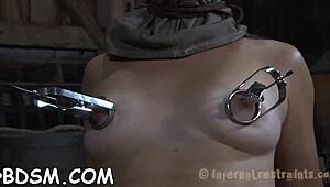 gagged woman experiences an intense session in a bondage game