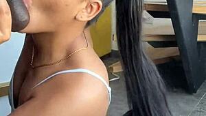 Doggystyled BBC model orally pleasured