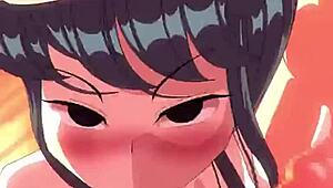 Komi San's Tempting Blowjob With Big Tits And Monster Cock