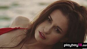 Watch petite ukrainian demi fray strip outdoors?