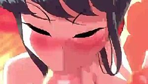Komi San's Tempting Blowjob With Big Tits And Monster Cock