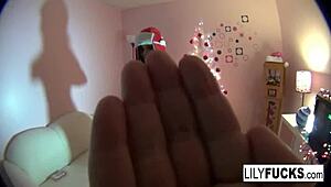 christmas moments with sexy lily in a solo fun session