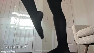 PANTYHOSE FOOT WORSHIP - Evil Supergirl Traps You Until You Melt Her