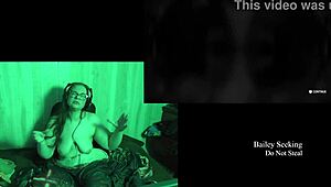 Naked playthrough at the lake house, featuring a brunette with glasses.