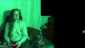 Naked playthrough at the lake house, featuring a brunette with glasses.