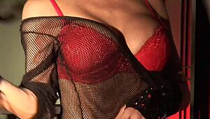 Beautiful brunette milf toys her ass while masturbating solo