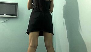 College Girl Teasing With Skirt Ass Workout