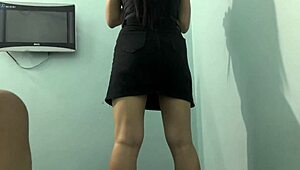 College Girl Teasing With Skirt Ass Workout