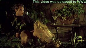 a blonde hottie enjoys an evening with her man in the garden