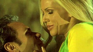 a blonde hottie enjoys an evening with her man in the garden