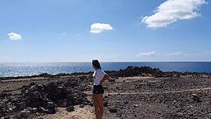 public pissing teen gives risky blowjob on camping to boyfriend