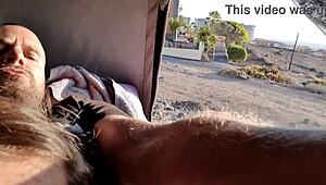 public pissing teen gives risky blowjob on camping to boyfriend