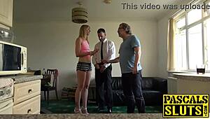 Jentina's long legs spread as her wet pussy takes that monster cock!