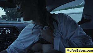i'm playing with my big tits in the car while my friend watches, tomie tang and charles dera