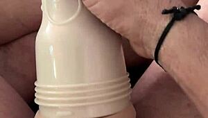 Playing with my new fleshlight gets intriguing when caught watching porn and jerking off big monster cock.