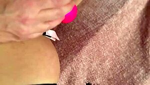 Window pussy flashing with toys