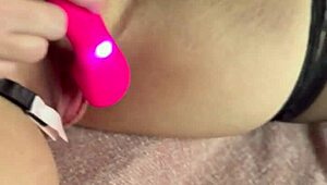 Window pussy flashing with toys