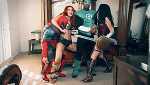 Foursome Cosplay Licking Big Tits And Asses