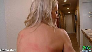 busty blonde pornstar emma starr with tattoo takes cock in pov blowjob and fucking