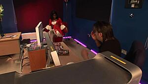 Film Editor's Wild Dream Involves Screaming CFNM Sex with Sloppy Ebony Pornstar in Corset, Fucking Her Black Pussy Close Up