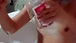 Cyno enjoys solo bubble bath fun in cosplay.