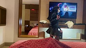 beautiful student in skirt shows ass then gets ridden hard by amateurs