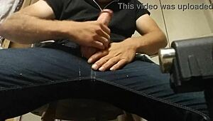Playing with my stiff cock until i cum