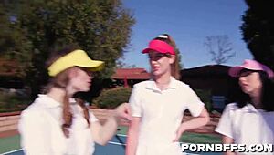 Daphne Dare, Cleo Clementine, Daisy Stone in doggystyle group fuck