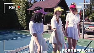 Daphne Dare, Cleo Clementine, Daisy Stone in doggystyle group fuck
