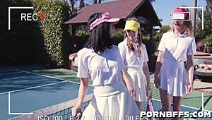 Daphne Dare, Cleo Clementine, Daisy Stone in doggystyle group fuck