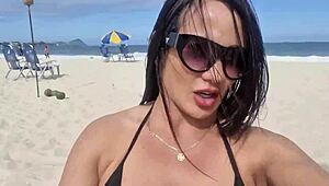 Ova lepa brineta amaterka otišla na seksi masažu koja se pretvorila u egzibicionistički dogging na plaži sa tipom iz Tindera