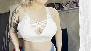 glasses girl dances in a hot way