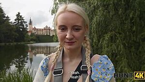 Why is this cute pigtail blonde craving a monster cock pickup on the street?