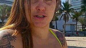 African exhibitionist flashes on the beach