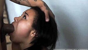 Watch this teen dominate the white guy, bound and ready? Adrian Maya shows her tasty rump in hardcore bondage.