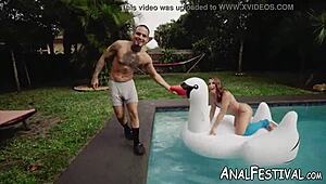 Watch Charley Hart ride that monster cock by the pool?