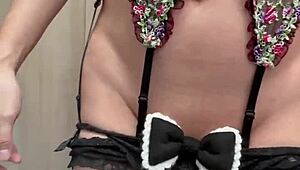 uniform girl in panties gets anal training