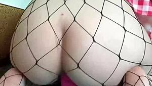 innocent skinny girl teases with big dildo through pantyhose in softcore solo fetish until beautiful amateur orgasm