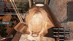 feeling intense passion in roblox-themed anal and blowjob session