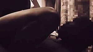 This babe's pussy riding big cock on bed, moaning so loud