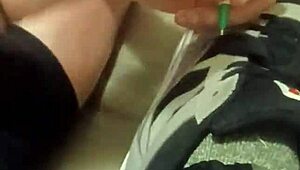 Why is my friend having so much fun trashing my sneakers? Provocative foot fetish scene.