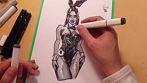 drawn latex girl sketch