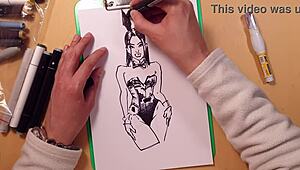 drawn latex girl sketch