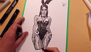 drawn latex girl sketch