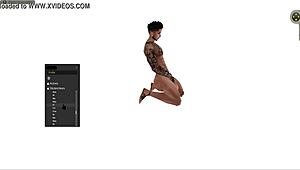 in this cartoon, the guy tries different positions with the black babe. standing, squatting, lying down, all hardcore.