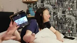 lady's showing off her 7-inch cock