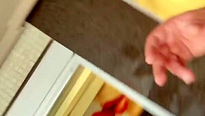 in the dorm, she licks her roommate's shoes before taking a 23cm dildo in her ass.