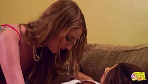 after work, she licks her friend's big tits in heels! 😘