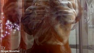 Ginger's Soapy Wet Nipples And Tits Closeup