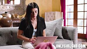 personal assistant gal ritchie handles office tasks with small tits